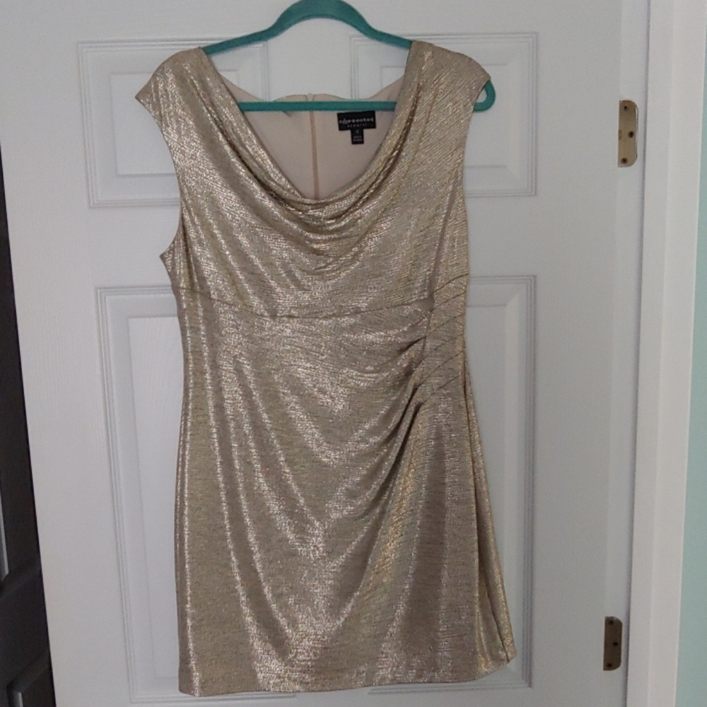 Silver lame sz12 brand "Connected apparel" dress
